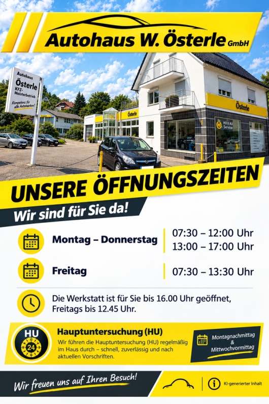 Autohaus W. Österle GmbH - Autowerkstatt in Esslingen - Öffnungszeiten